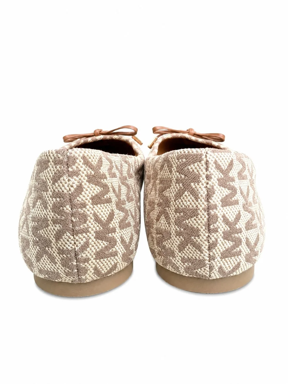 Michael Kors Tan Brown Logo Quilted Ballet Flats with Bow Sz.8